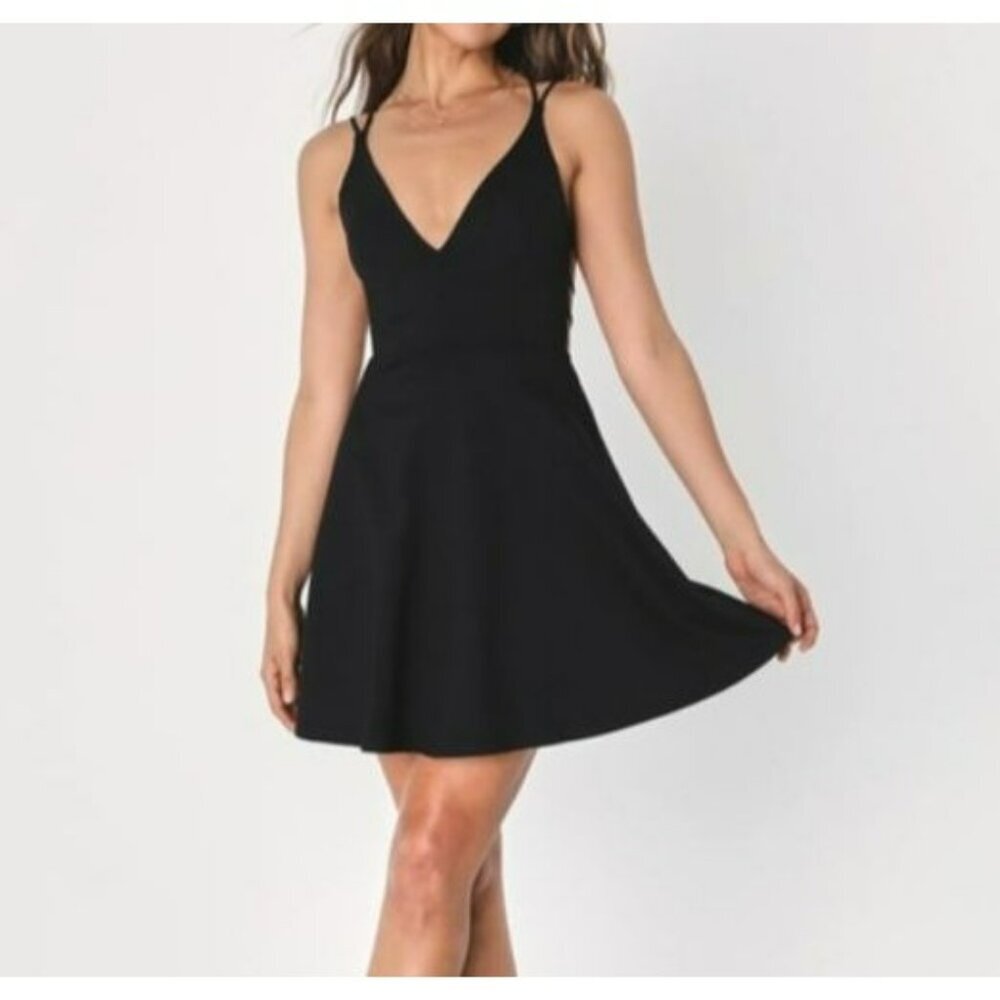 Lulus Mini Dress Fit & Flare Black Strappy Back Fit Size M Women